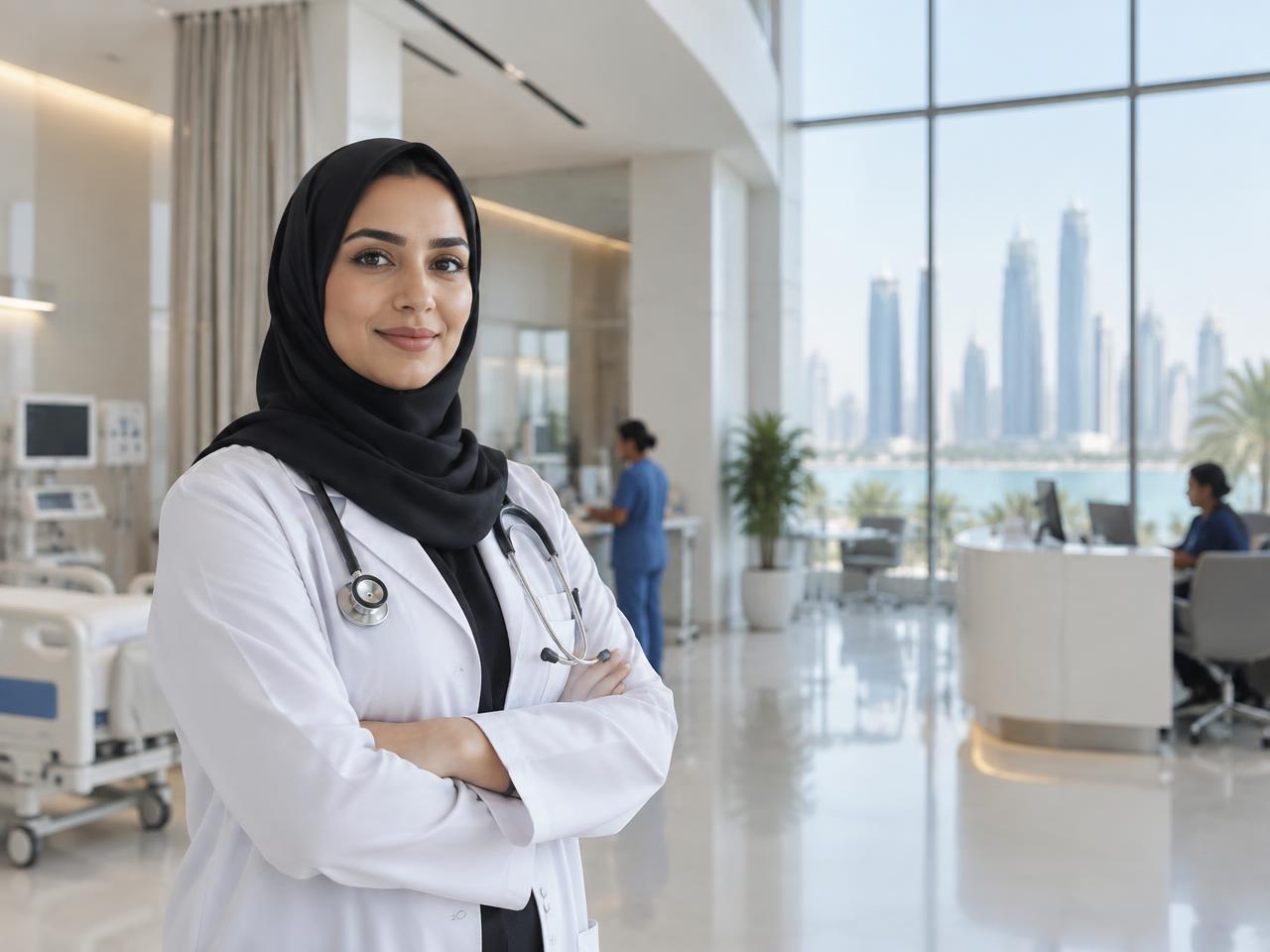 Experienced healthcare professional inside a contemporary Abu Dhabi medical facility